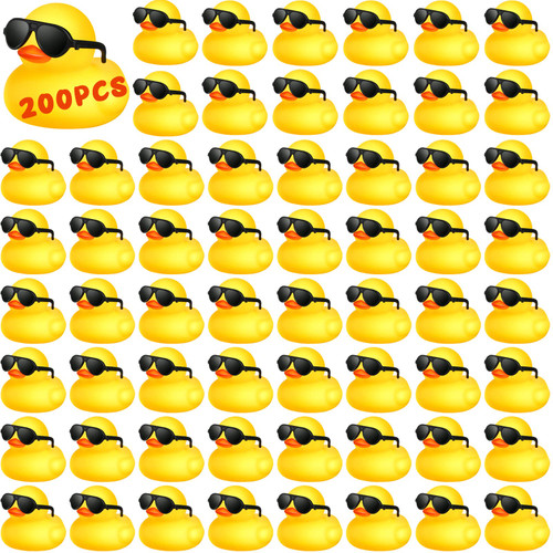 200 Pcs Mini Rubber Ducks with Sunglasses, Rubber Ducks in Bulk Mini Tiny Ducks Bath Toys Float Squeak Bathtub Duckies Cruise Baby Shower Birthday Party (Yellow) 200 Pcs Mini Rubber Ducks with Sunglasses, Rubber Ducks in Bulk Mini Tiny Ducks Bath Toys Float Squeak Bathtub Duckies Cruise Baby Shower Birthday Party (Yellow)