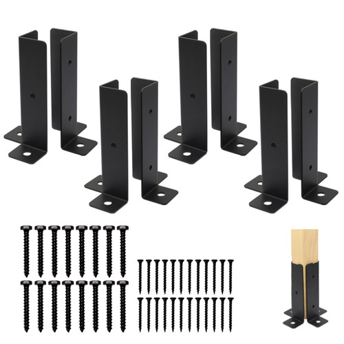 Deck Post Anchor Base Brackets Fit 1.5x1.5,2x2,2x4,4x4 Post,Thick Solid Steel & Black Powder Coated,Deck Post Brackets Support Deck Base Plate Pergola Brackets Fence Kit Mailbox Mount (8 pcs)