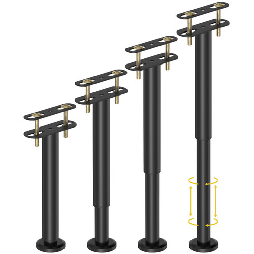 Wlrrcwdttc 4 Pcs Adjustable Height Bed Support Legs 10-17 inch, Bed Frame Center Support Legs for Bed Frame/Bed Center Slat/Furniture, Heavy Duty Metal Bed Replacement Legs Bed Slats Support Legs