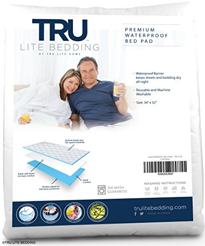 TRU Lite Bedding Reusable Incontinence Pad - Washable, Waterproof Mattress Protector - Bedding and Sheet Protection - Underpad for Bed Wetting and Spills - 52" x 34"