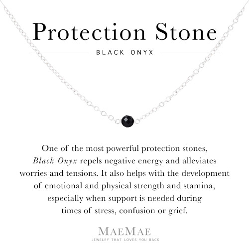 MaeMae Genuine Black Onyx Stone, Handmade Dainty Necklace,14K Gold Filled