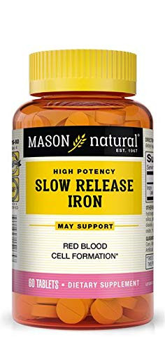 Mason Natural Slow Release Iron, Compare to The Active Ingredients In Slow Fe, 60 Tablets