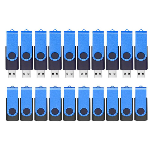 4GB 20 Pack Flash Drives Bulk, ABLAZE USB 2.0 Thumb Drive Bulk with Lanyards Swivel Memory Stick U Disk 4GB Pendrive Jump Drive Zip Drive USB 20 Pack (4GB 20 Pack, Blue)