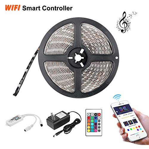 Eternal Home LED Strip Lights, Intelligent 16.4ft 300LEDs Waterproof LED Strip Lights 5050 RGB Flexible Color Changing Light Strip with 24 key IR Remote Controller 3A UL Power Adapter (16.4FT 150LEDS) Eternal Home LED Strip Lights, Intelligent 16.4ft 300LEDs Waterproof LED Strip Lights 5050 RGB Flexible Color Changing Light Strip with 24 key IR Remote Controller 3A UL Power Adapter (16.4FT 150LEDS)