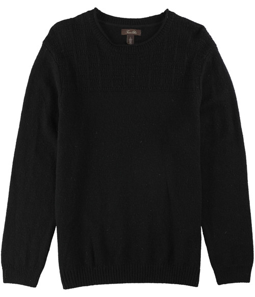 Tasso Elba Mens Duel-Textured Knit Pullover Sweater, Black, X-Large