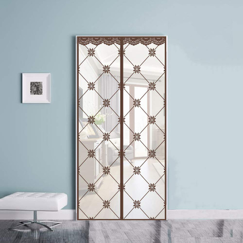 Patio Insect Out Screen Door with Magnets,Full Frame Magnetic Door Net with Heavy Duty Mesh Curtain,Magnetic Screen Door Brown 80x210cm(31x83inch)