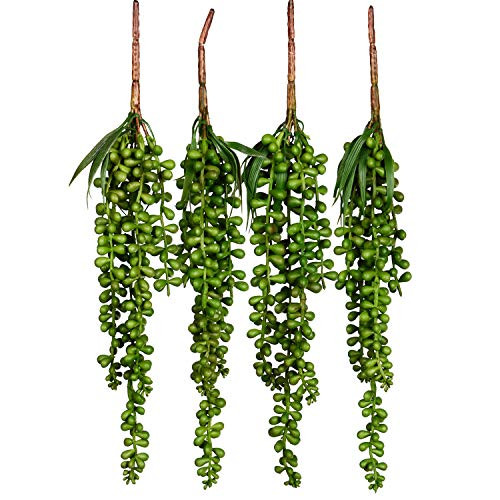 4pcs Artificial Hanging Plants Fake Succulents-GreenDec String of Pearls Fake Hanging Basketplant Lover's Tears Succulent Branch for Home Kitchen Office Garden Wedding Decor 4pcs Artificial Hanging Plants Fake Succulents-GreenDec String of Pearls Fake Hanging Basketplant Lover's Tears Succulent Branch for Home Kitchen Office Garden Wedding Decor