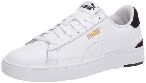 PUMA mens Serve Pro Sneaker, Puma White-puma White-puma Team Gold-puma Black, 9.5 US