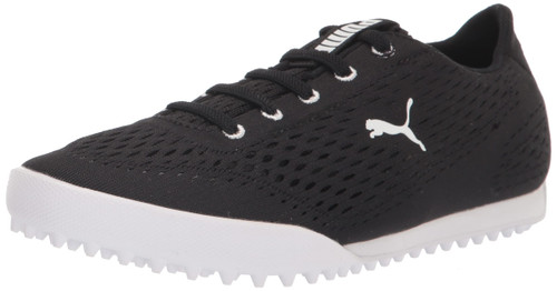 PUMA Women's Monolite Fusion Slip-On Golf Shoe, Black/White, 12