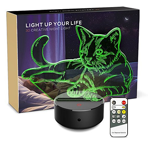 Night Light 3D Pet Cat 3D Lamp Optical Illusion Nightlight Animals Bedside Lamp 7 Colors Changing LED Lamps with Remote Birthday Gifts for Girls Kids Baby Boys and Room Decor (Pet cat) Night Light 3D Pet Cat 3D Lamp Optical Illusion Nightlight Animals Bedside Lamp 7 Colors Changing LED Lamps with Remote Birthday Gifts for Girls Kids Baby Boys and Room Decor (Pet cat)