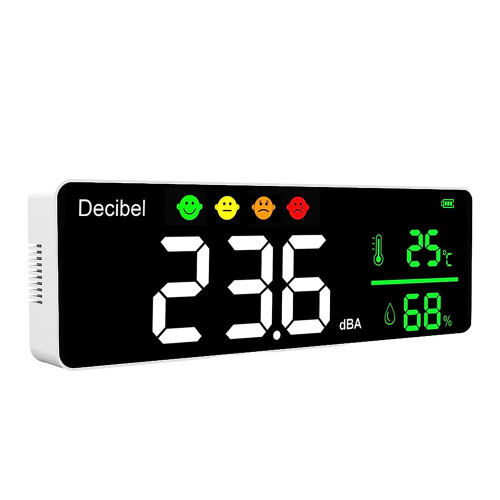 3-in-1 Decibel Meter Sound Level Reader + Humidity & Temperature. Classroom Noise Meter, Sound Meter, SPL Meter & DB Meter Wall Mounted. Sound Level Meter, Decibel Reader Noise Decibel Meter