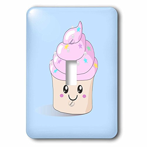 3dRose LSP_76564_1 Cute Pink Happy Stars Silver Pearls on Pastel Baby Blue Kawaii Smiley Smiling Cupcakes Single Toggle Switch 3dRose LSP_76564_1 Cute Pink Happy Stars Silver Pearls on Pastel Baby Blue Kawaii Smiley Smiling Cupcakes Single Toggle Switch