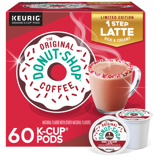 The Original Donut Shop One-Step Red Velvet Latte, Keurig Single Serve K-Cup Pods, 60 Count