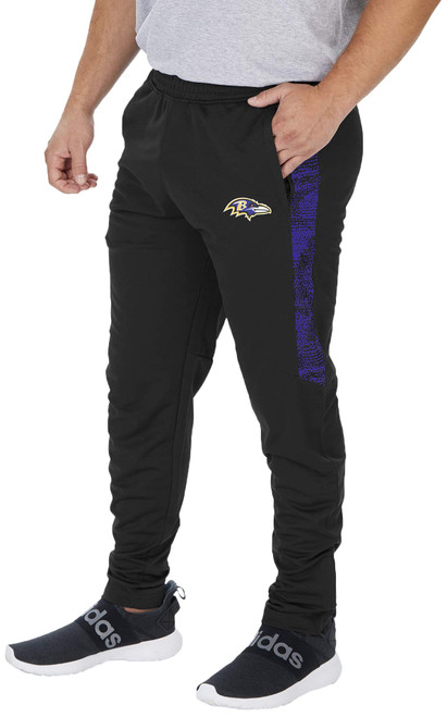 Officially Licensed Zubaz Men's NFL Men's NFL Track Pant with Half Sides, Baltimore Ravens, Size Small