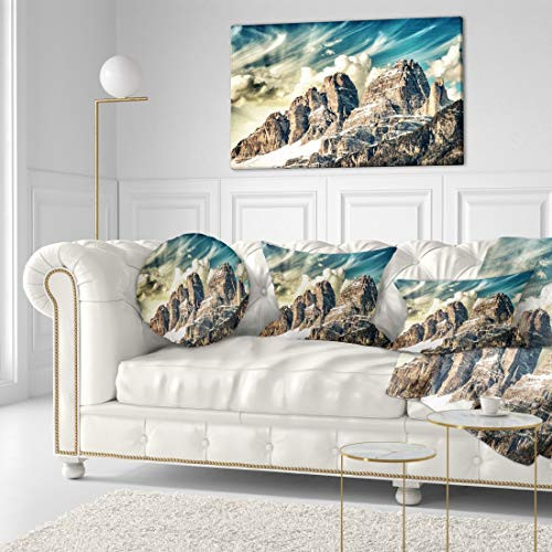 Designart PT9343 40 20 High Peaks of Dolomites Landscape Photo Canvas Art Print, 40" x 20", Blue