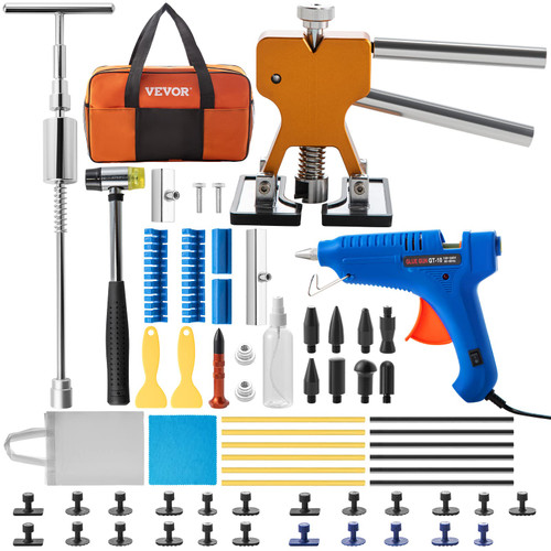 VEVOR Dent Puller Kit, 53 PCS Paintless Dent Repair Tool, Golden Lifter Puller Car Dent Repair Kit, Glue Puller Tabs Dent Puller Kit for Auto Dent Removal, Minor Dents, Door Dings and Hail Damage