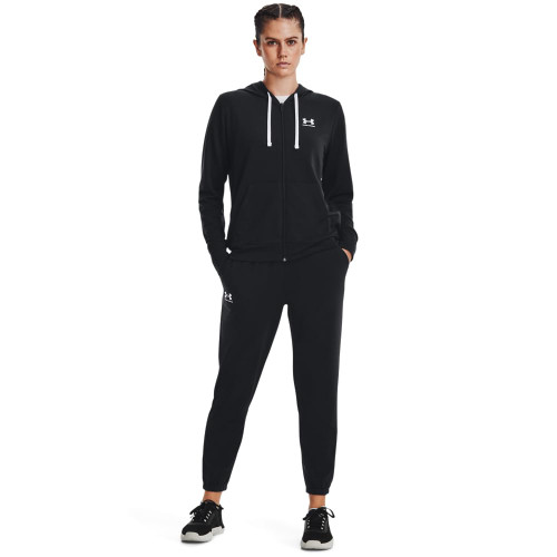 Under Armour Womens Rival Terry Full-Zip Hoodie , Black (001)/White , X-Large