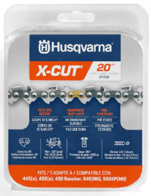 Husqvarna X-Cut SP33G 16 Inch Chainsaw Chain, 2 pack, 325" Pitch, 050" Gauge, 66 Drive Link Chainsaw Blade Replac