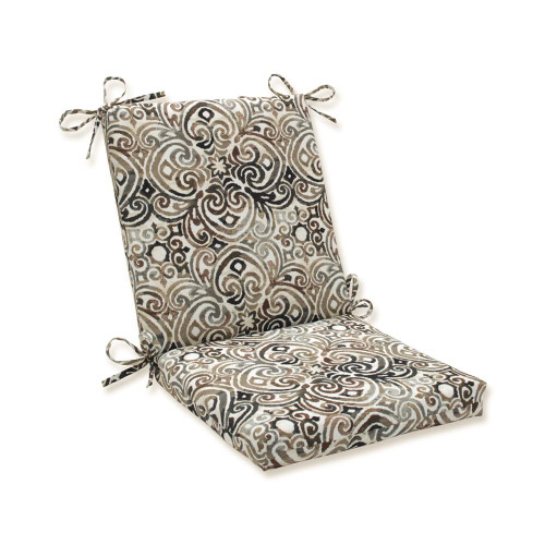 Pillow Perfect Outdoor/Indoor Corinthian Driftwood Square Corner Chair Cushion, 1 Count (Pack of 1) Black