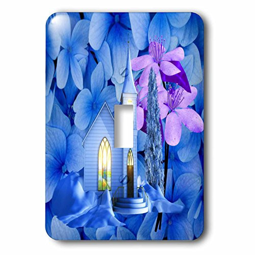 3dRose LSP_52237_1 Pretty Blue Flower Background and Lighted Chapel Toggle Switch