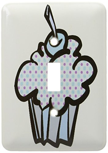 3dRose LSP_106919_1"Cute Blue and Purple Cupcake Single Toggle Switch, Multicolor
