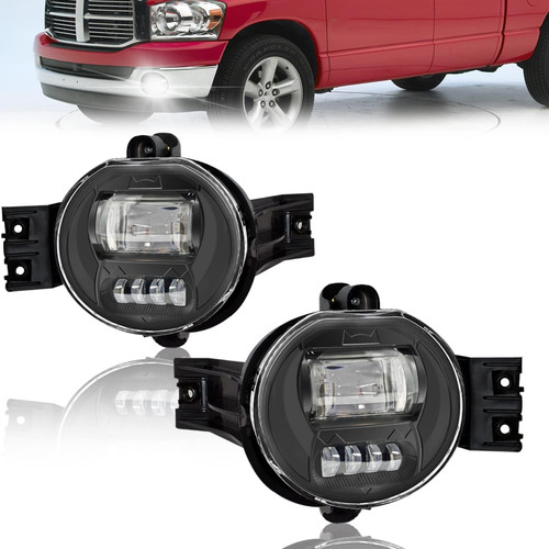 Shocklight Driving LED Fog Lights for 2002 2003 2004 2005 2006 2007 2008 Dodge Ram 1500 2500 3500 Bumper Driving Fog Lamps(L&R)