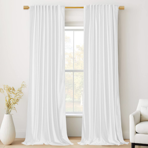 StangH Bleach White Curtains 90 inches Long, Super Soft Velvet Window Drapes for Living Room, Luxury Holiday Decor for Dining/Bedroom/Sliding Door, W52 x L90, 2 Panels StangH Bleach White Curtains 90 inches Long, Super Soft Velvet Window Drapes for Living Room, Luxury Holiday Decor for Dining/Bedroom/Sliding Door, W52 x L90, 2 Panels