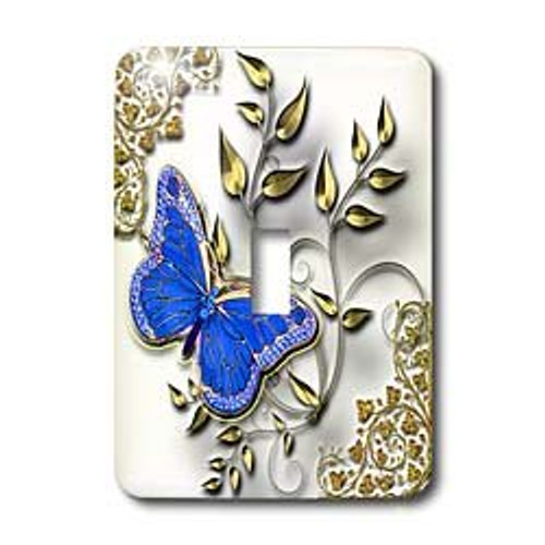 3dRose LLC lsp_150948_1 Blue Butterfly and Gold Accents Single Toggle Switch 3dRose LLC lsp_150948_1 Blue Butterfly and Gold Accents Single Toggle Switch