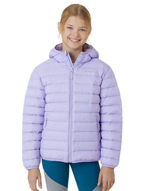 Eddie Bauer Girls' Jacket - CirrusLite Weather Resistant Down Coat for Girls - Insulated Quilted Bubble Puffer (3-20), Size 7-8, Lavander