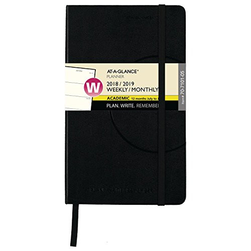 AT-A-GLANCE 2018-2019 Academic Year Weekly & Monthly Planner, Plan.Write.Remember., 5 x 8-1/4, Bookbound, Black (70710105)