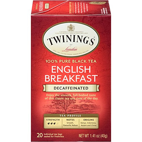 Twinings of London Decaffeinated English Breakfast Tea, 20 Count (Pack of 6) Twinings of London Decaffeinated English Breakfast Tea, 20 Count (Pack of 6)