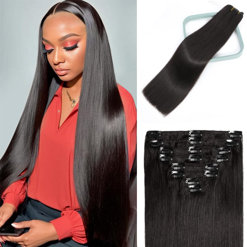 Clip in Hair Extensions Real Human Hair Straight Hair Extensions 100% Brazilian remy real Human Hair Clip in Hair Extensions 8pcs Double Weft Hair Extensions Natural Black #1B 22Inch Clip in Hair Extensions Real Human Hair Straight Hair Extensions 100% Brazilian remy real Human Hair Clip in Hair Extensions 8pcs Double Weft Hair Extensions Natural Black #1B 22Inch