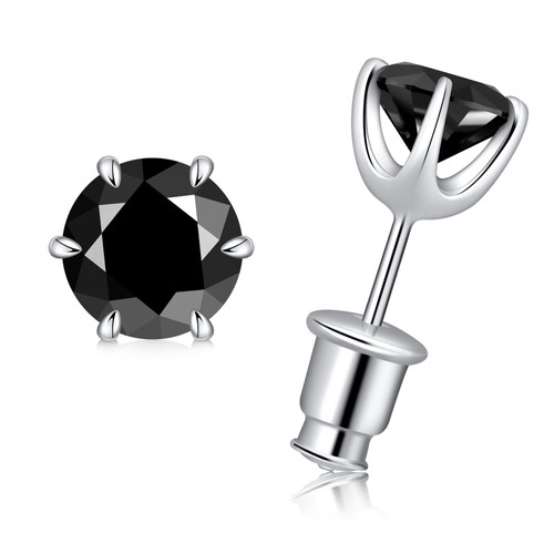 Hitlinker Black Moissanite Stud Earrings Hypoallergenic Moissanite Earrings 925 Sterling Silver Stud Earrings for Women Lab Created Diamond Mens Earrings Round Cut Black Earrings Total 1CT.
