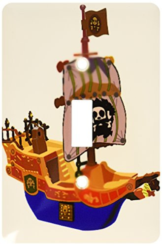 3dRose LSP_41710_1 Blue N Brown Pirate Ship Single Toggle Switch