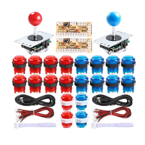 ljhnba DIY Arcade Game Control Board Kit 2 Players Joystick Game Kits with 20 Led Arcade Buttons 2 Zero Delay USB Encoder