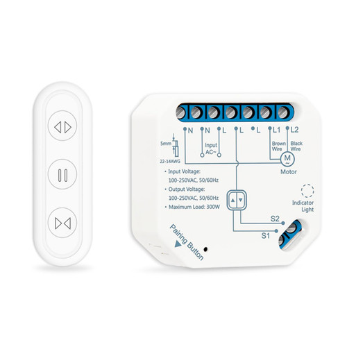 ZMIN Tuya Smart Life App Curtain Switch Module Remote Control Blinds Roller Shutter RF+WiFi Google Home Aelxa Echo 1 Remote 1 Module