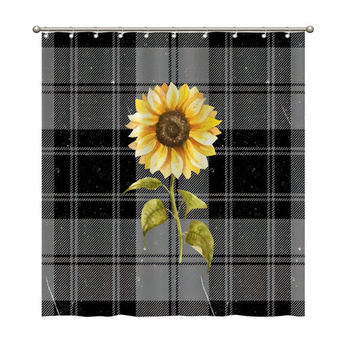 UTF4C Retro Sunflower Abstract Modern Polyester Shower Curtains Flower Bath Shower Curtain 65" x 71" Hotel Home Restroom Bathroom Bathtub Decor Set with Hooks