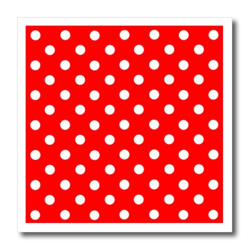 3dRose ht_20411_3 Red and White Polka Dot Print Iron on Heat Transfer for White Material, 10 by 10-Inch