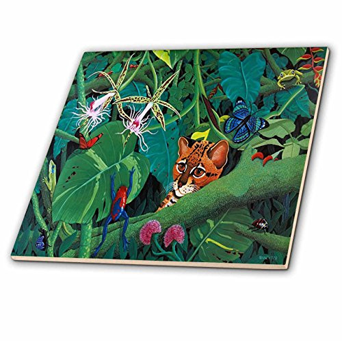 3dRose ct_3216_1 Rainforest Margay Ceramic Tile, 4-Inch
