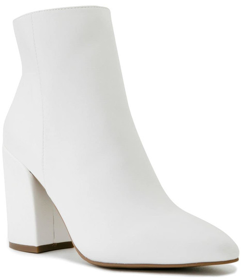 LONDON FOG Womens Evon Winter Ankle Bootie Block Heeled Ankle Boot white size 6