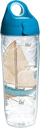 Tervis 1231645 Sailboat Parts Insulated Tumbler with Wrap and Turquoise Lid, 24oz Water Bottle, Clear