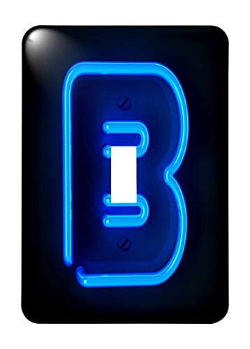3dRose (lsp_155122_1) Monogram Letter B Abstract Neon Blue Lit Shining Illuminated Single Toggle Switch
