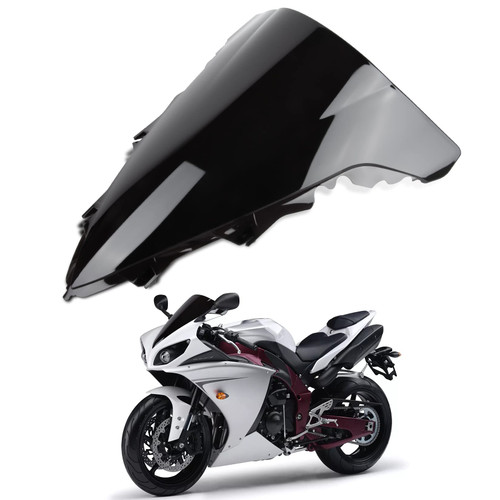 PSLER Windshield Windscreen Double Bubble for YZF R1 2009-2014 2009 2010 2011 2012 2013 2014 (Black)