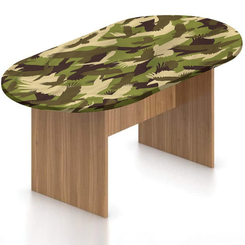 XISUNYA Oval Fitted Patio Table Cover Tablecloth, Camo Elastic Edged Polyester Table Cover,Open Wings Camouflage Print Fitted Table Pad, Fits Oval Tables up to 48" x 72", for Kitchen Indoor Dining