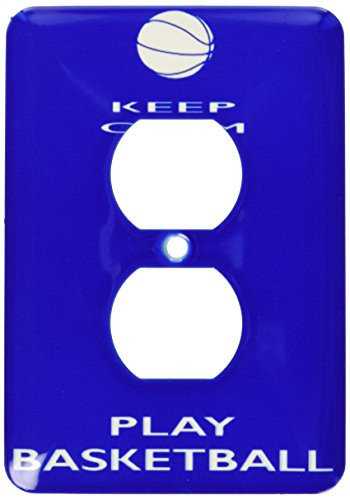 3dRose LSP_171919_6 Keep Calm and Play Basketball, Blue and White Outlet Cover, Multicolor