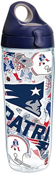 Tervis 1248183 NFL New England Patriots All Over Tumbler with Wrap and Navy with Gray Lid 24oz Water Bottle, Clear Tervis 1248183 NFL New England Patriots All Over Tumbler with Wrap and Navy with Gray Lid 24oz Water Bottle, Clear