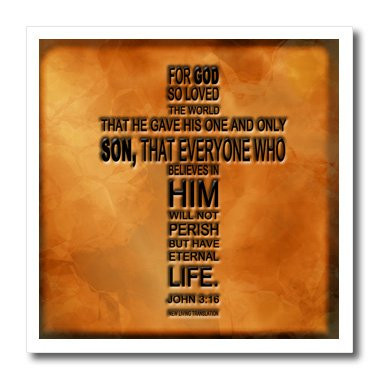 3dRose ht_29092_2 John 3 16 Bible Verse Embossed on a Copper Background-Iron on Heat Transfer for White Material, 6 by 6-Inch