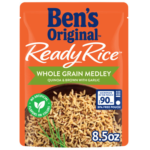 BEN'S ORIGINAL Ready Whole Grain Medley Pouch Quinoa & Brown Rice with Garlic, 8.5 oz.