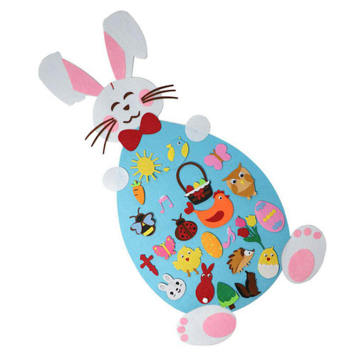 Felt Rabbit Ornament Felt Easter Decorations Kids DIY Felt Easter Bunny with Detachable Ornaments Easter Wall Hanging Decoration Easter Party Favors for Kids Toddlers Easter Wall Decorations