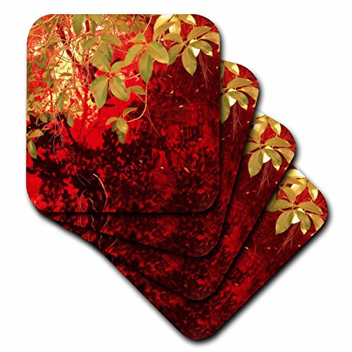 3dRose LLC Marshy Red Coaster, Soft, Set of 4